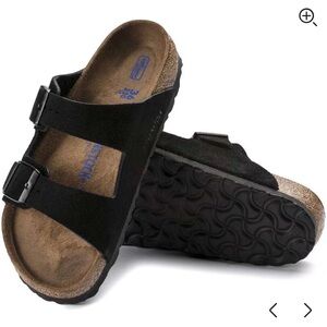 Birkenstock Arizona Suede Sandals in Black. Size 39